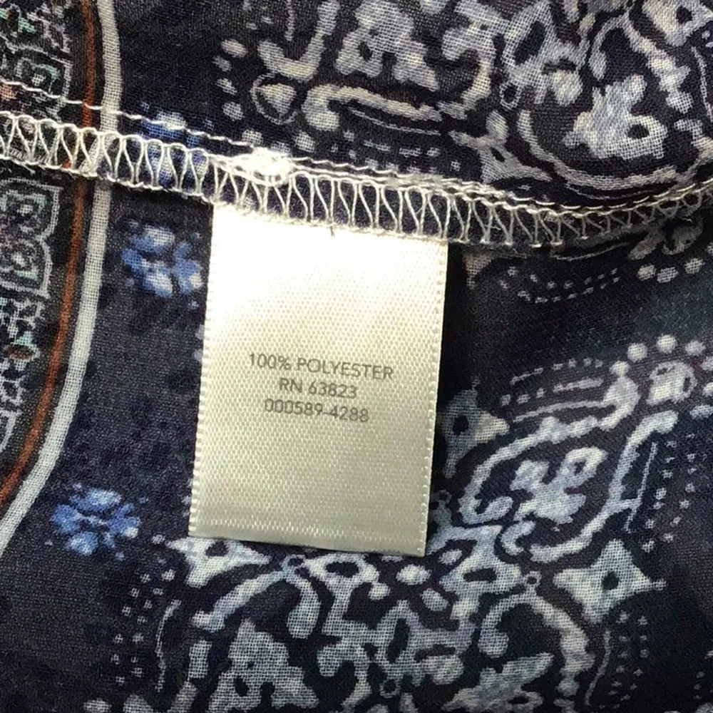 Christopher & Banks Semi Sheer Blue White Patterned Kimono Top Sz.S/M - Picture 5 of 10